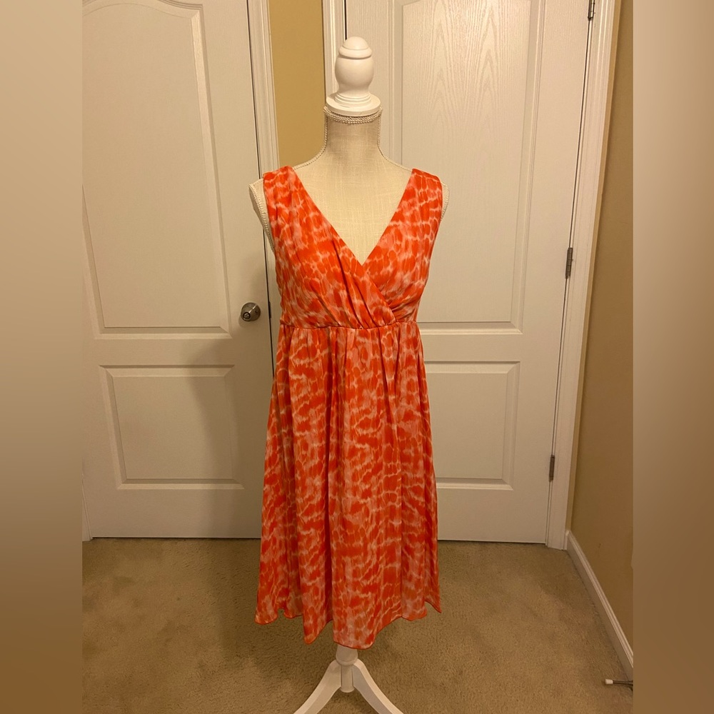 Tacera Sleeveless Coral Floral Summer Dress Size L